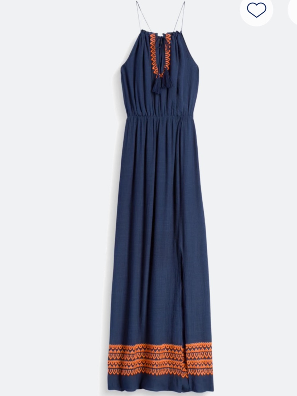 THML Navy Maxi Halter Dress with Orange Accents